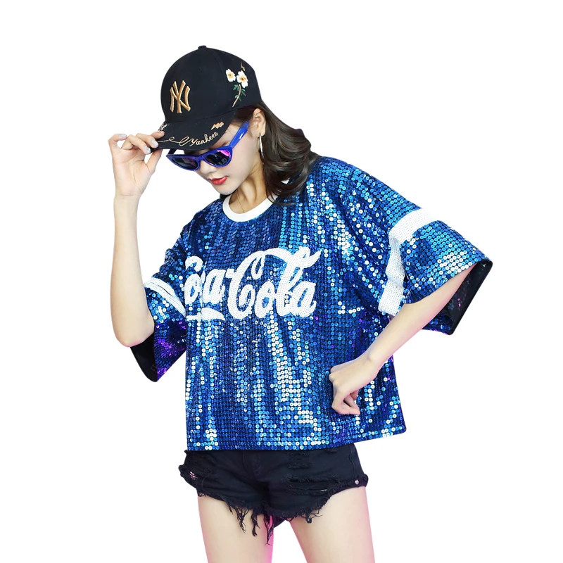 New Selling Hip Hop Dance Tops Performance Custom Sequin T Shirt Girl Women 
New Selling Hip Hop Dance Tops Performance Custom Sequin T Shirt Girl Women