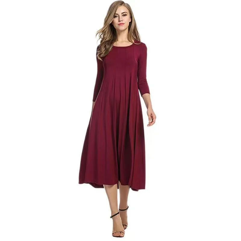 Hot selling high quality plain color big round neck women summer elegant casual maxi dresses, Multiple color
Hot selling high quality plain color big round neck women summer elegant casual maxi dresses, Multiple color