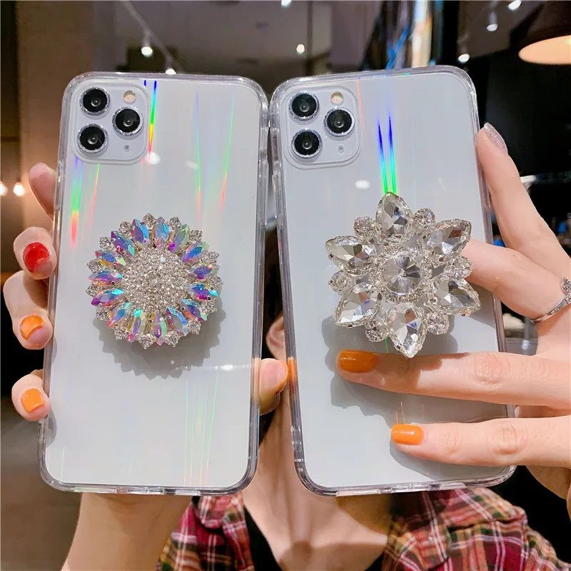 3D bling Glitter Transparent Crystal Diamond holder stand phone case for iphone 11 Pro Max X XS XR 7 8 6 6S 12 plus Socket cover
3D bling Glitter Transparent Crystal Diamond holder stand phone case for iphone 11 Pro Max X XS XR 7 8 6 6S 12 plus Socket cover