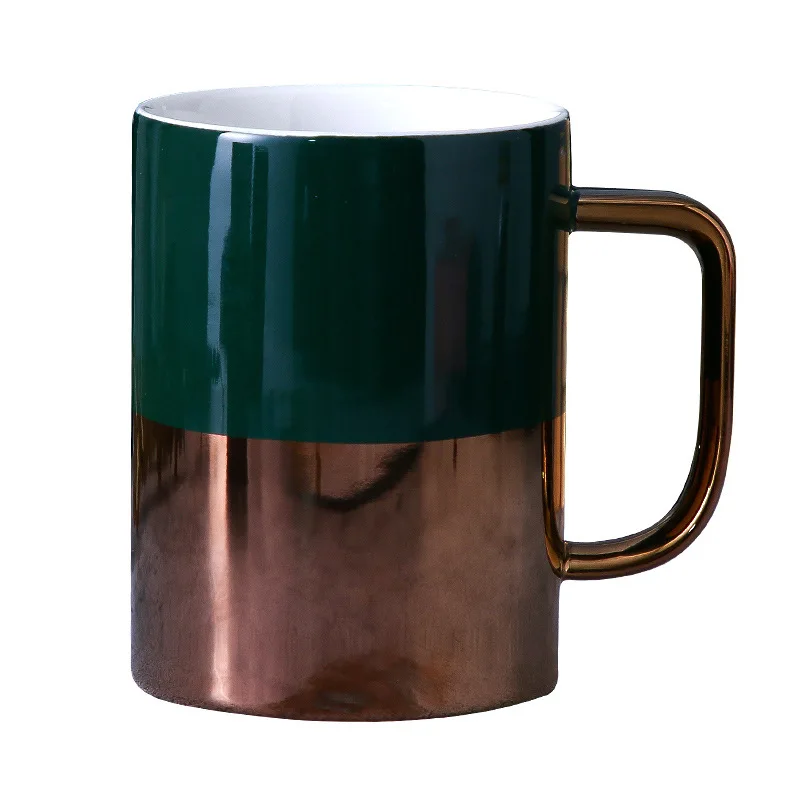 plain simple 450ml gilded porcelain mug with golden handle and bottom, Green, white and black
plain simple 450ml gilded porcelain mug with golden handle and bottom, Green, white and black