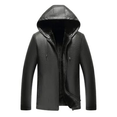 Thick Winter Mens Jackets Velvet Thermal Business Hooded Black Leather Jacket for Men
Thick Winter Mens Jackets Velvet Thermal Business Hooded Black Leather Jacket for Men