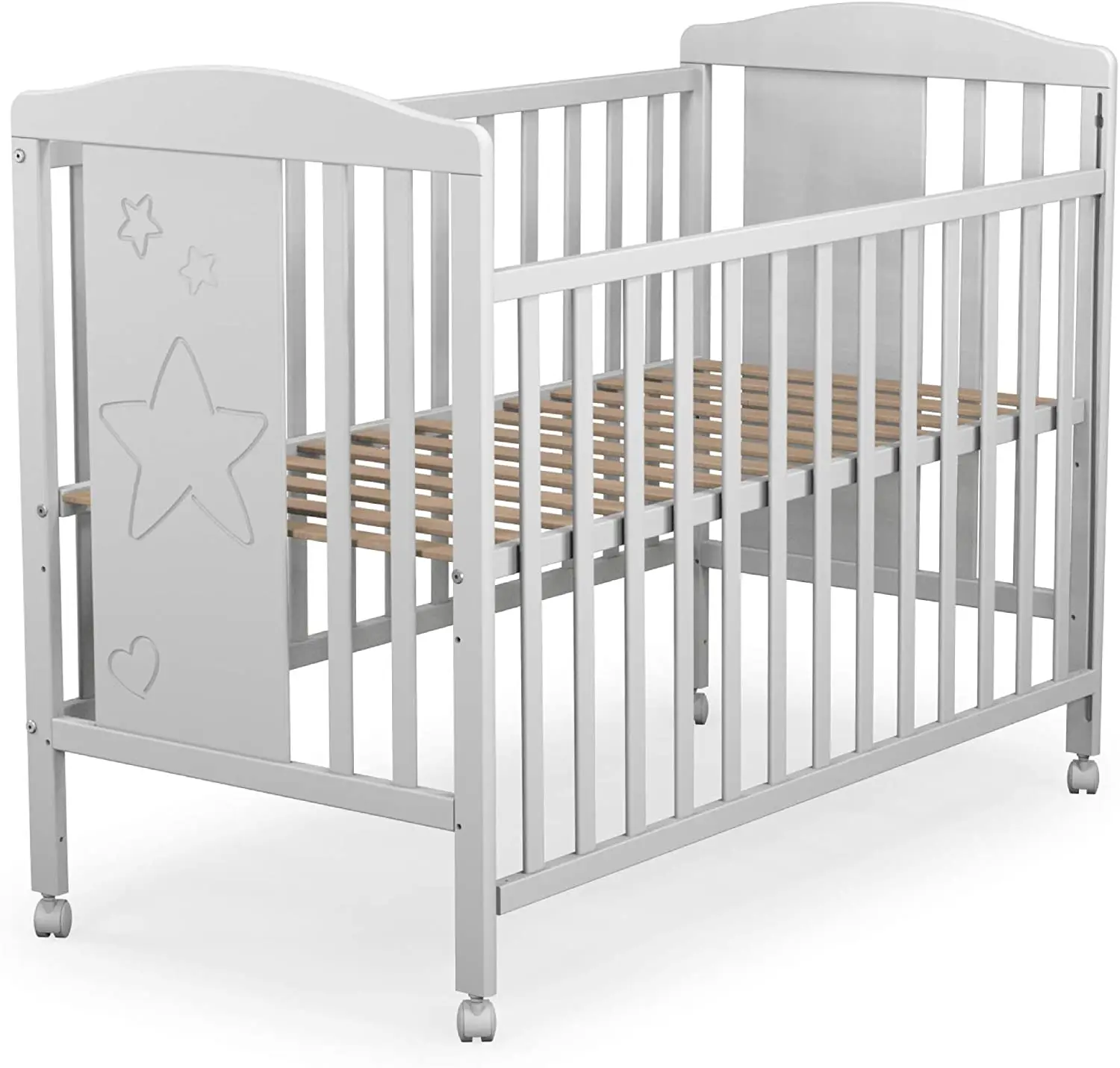 Factory Direct Selling Baby Crib with Drawer. Folding Side. White Color.