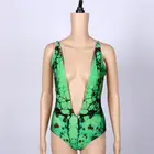 Latest high quality swimsuit deep v custom print one piece swimwear