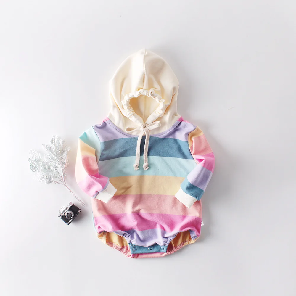 Fall 2020 new baby rainbow long-sleeved unisex baby clothes hooded jumpsuit climb clothes baby han edition dress
Fall 2020 new baby rainbow long-sleeved unisex baby clothes hooded jumpsuit climb clothes baby han edition dress