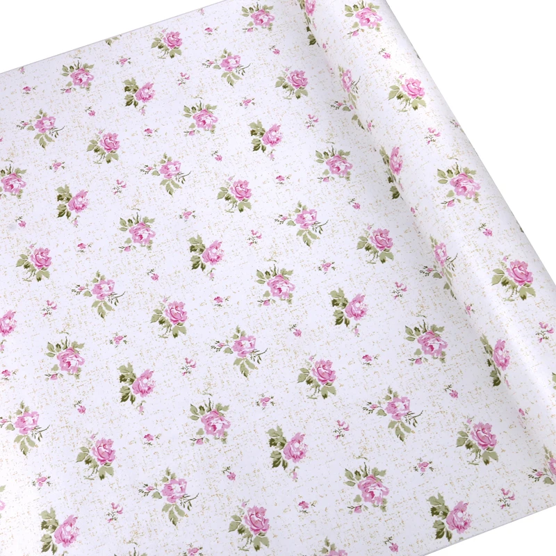Fresh Floral Wallpaper PVC Waterproof Anti-fouling Self-adhesive Bedroom Wallpaper Dormitory Decoration