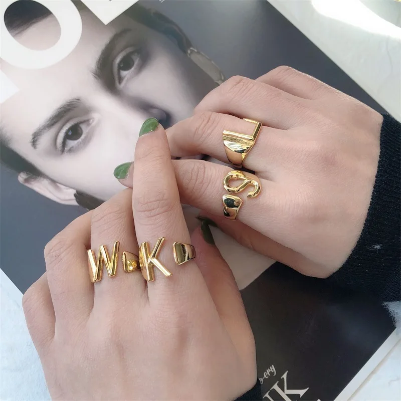 18K Gold Letter Ring Female Light Luxury 925 Sterling Silver Open Ring Cross-Border Explosion Accessories Ring, Picture shows
18K Gold Letter Ring Female Light Luxury 925 Sterling Silver Open Ring Cross-Border Explosion Accessories Ring, Picture shows