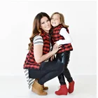 K4 Wholesale women plaid quilted vests Mommy and me buffalo plaid vests with pockets