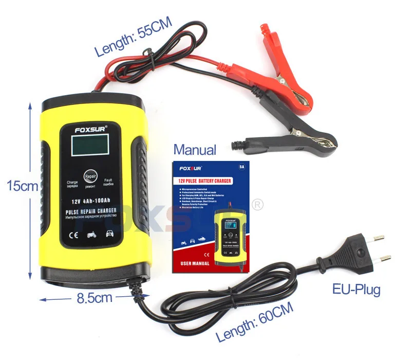 12V 5A Fast Car Battery Charger Full Automatic Intelligent Power Pulse Repair Chargers Digital LCD Display
12V 5A Fast Car Battery Charger Full Automatic Intelligent Power Pulse Repair Chargers Digital LCD Display