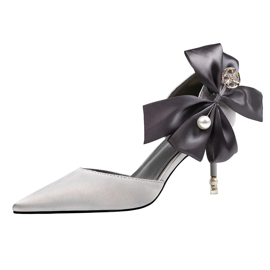 Factory Sale Fashion Pointed Satin Women High Heels Bow Sexy Pearl Shallow Mouth Ladies Wedding Shoes
Factory Sale Fashion Pointed Satin Women High Heels Bow Sexy Pearl Shallow Mouth Ladies Wedding Shoes