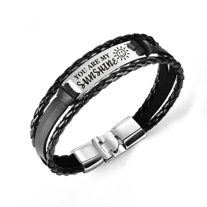 Custom Engraved Buckle Bracelet Braided Woven Bracelet Stainless Steel Leather Bracelet
Custom Engraved Buckle Bracelet Braided Woven Bracelet Stainless Steel Leather Bracelet