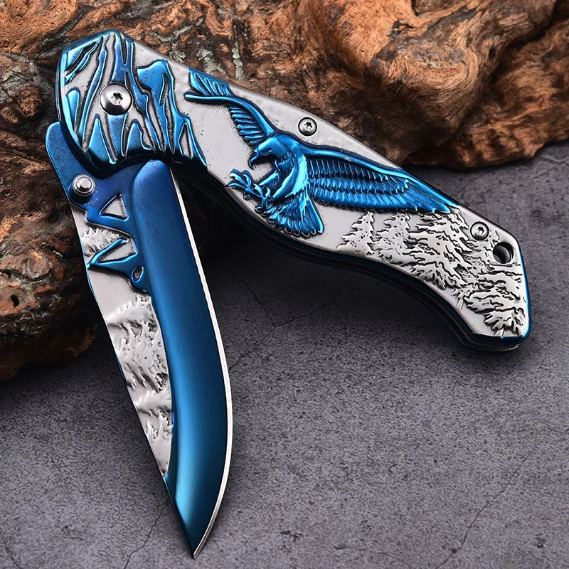 Titanium Blue Relief Eagle on Handle with mountain range pattern 3.5" Blue Printed Blade pocket knife
Titanium Blue Relief Eagle on Handle with mountain range pattern 3.5" Blue Printed Blade pocket knife