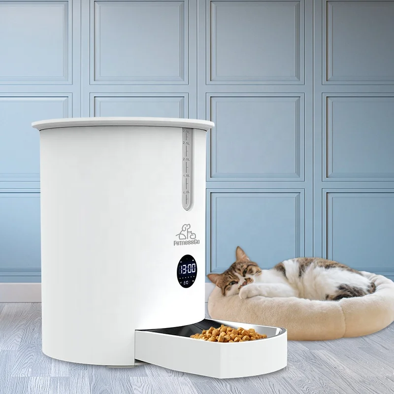 

Rotary Knob Design Kittens Big Dogs Programmable Timer Pop Up Dispenser Food Bowl Strong Sealing Pet Auto Feeder, White