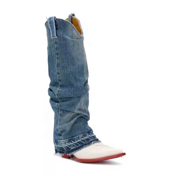 2020 High popularity jeans and western cowboy design knee high boots for women, Black,pink,red,yellow,blue
2020 High popularity jeans and western cowboy design knee high boots for women, Black,pink,red,yellow,blue