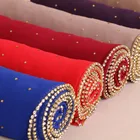 New design rhinestone Muslim women long scarfs with shiny edge diamond