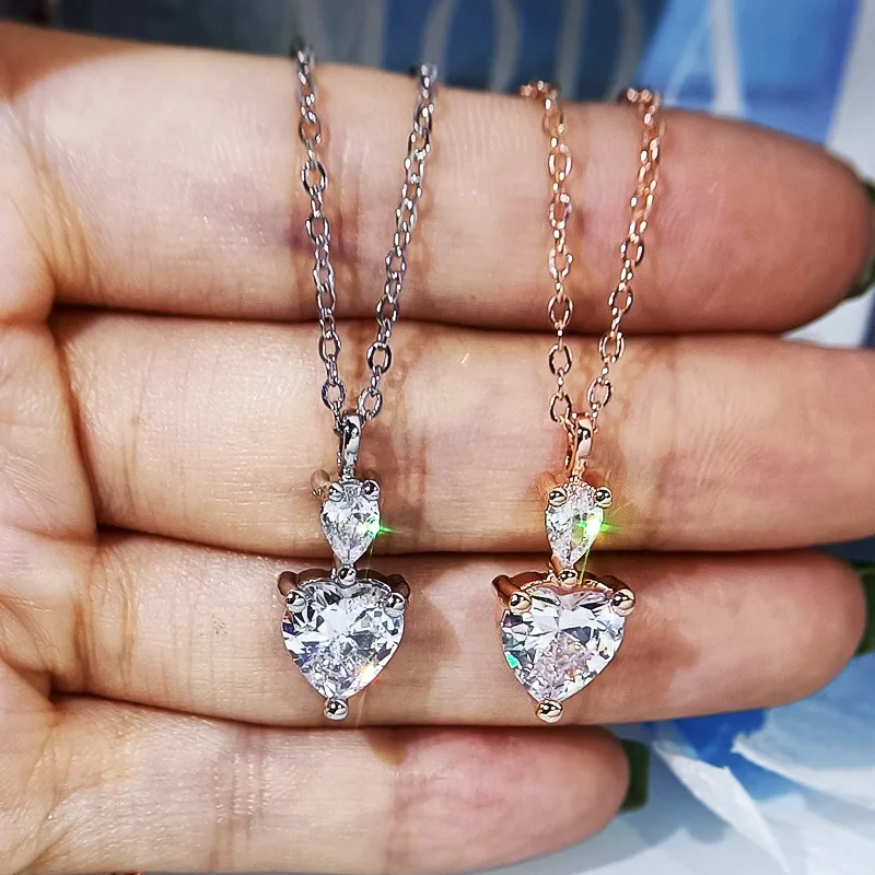Exquisite Jewelry Crystal CZ Love Heart Cut Diamond Pendant Necklace Shiny Cubic Zirconia Heart Pendant Necklace for Women
Exquisite Jewelry Crystal CZ Love Heart Cut Diamond Pendant Necklace Shiny Cubic Zirconia Heart Pendant Necklace for Women
