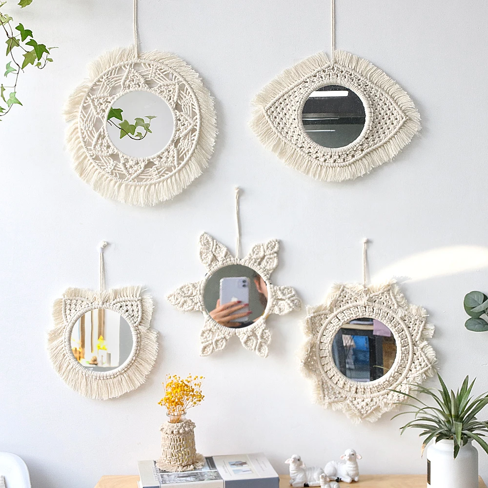 Round Macrame Mirror Wall Hanging Boho Home Decor Decorative Wall Mirrors For Living Room Decoration Bedroom Baby Nursery Gift
Round Macrame Mirror Wall Hanging Boho Home Decor Decorative Wall Mirrors For Living Room Decoration Bedroom Baby Nursery Gift