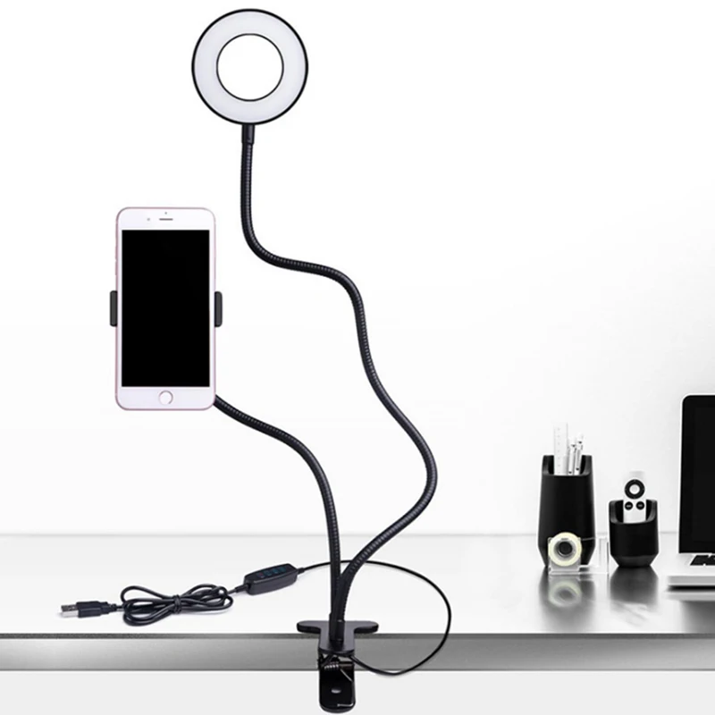 Flexible and Adjustable Mobile Phone Holder with LED Selfie Ring led Light for Reading Makeup Video, Black/ white
Flexible and Adjustable Mobile Phone Holder with LED Selfie Ring led Light for Reading Makeup Video, Black/ white