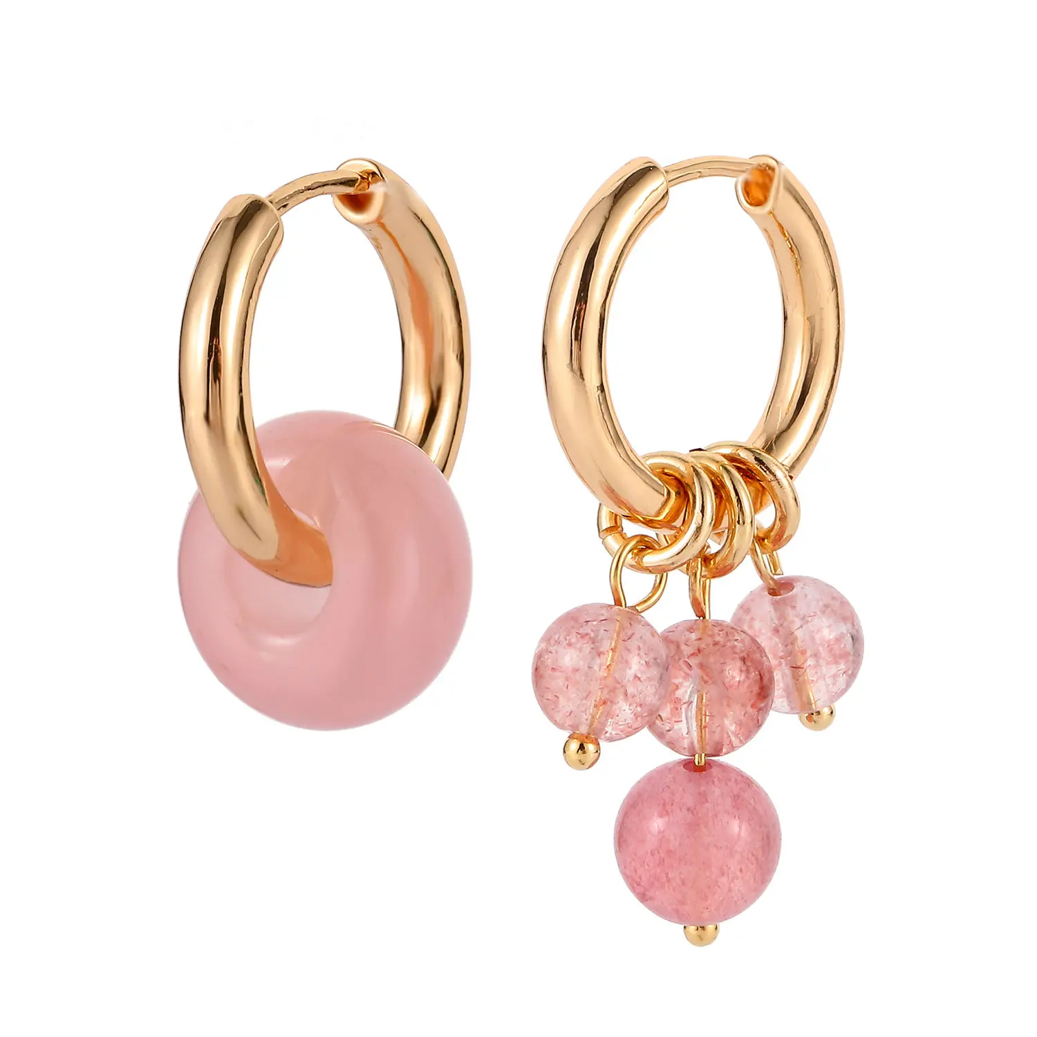 New Handmade semi-precious stone beads Earrings AB asymmetric Rose quartz Huggies Earrings
New Handmade semi-precious stone beads Earrings AB asymmetric Rose quartz Huggies Earrings
