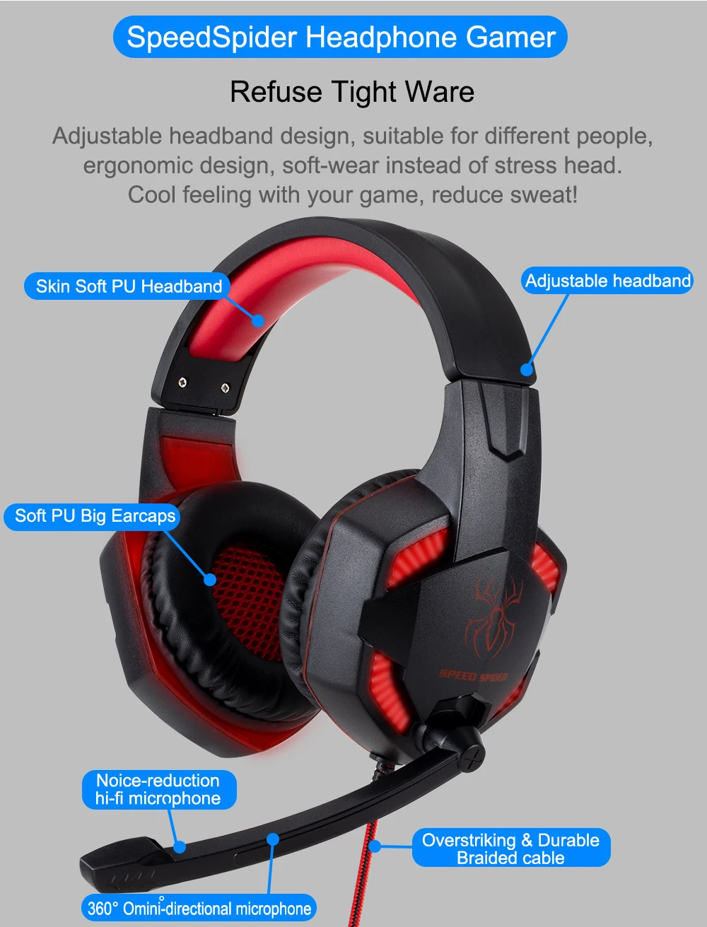 Microphone With LED light Wired Over Ear Headset PS4 Gaming X-box Headphone