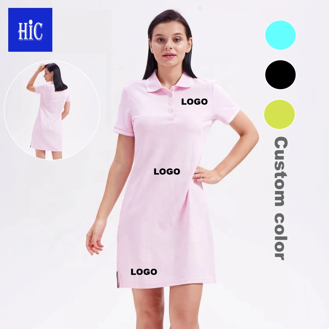 HIC Wholesale Women's Casual Polo Dress Embroidered Badge Stretch Cotton Mini Short Sleeve Polo Shirt Custom Logo Golf Shirt
HIC Wholesale Women's Casual Polo Dress Embroidered Badge Stretch Cotton Mini Short Sleeve Polo Shirt Custom Logo Golf Shirt