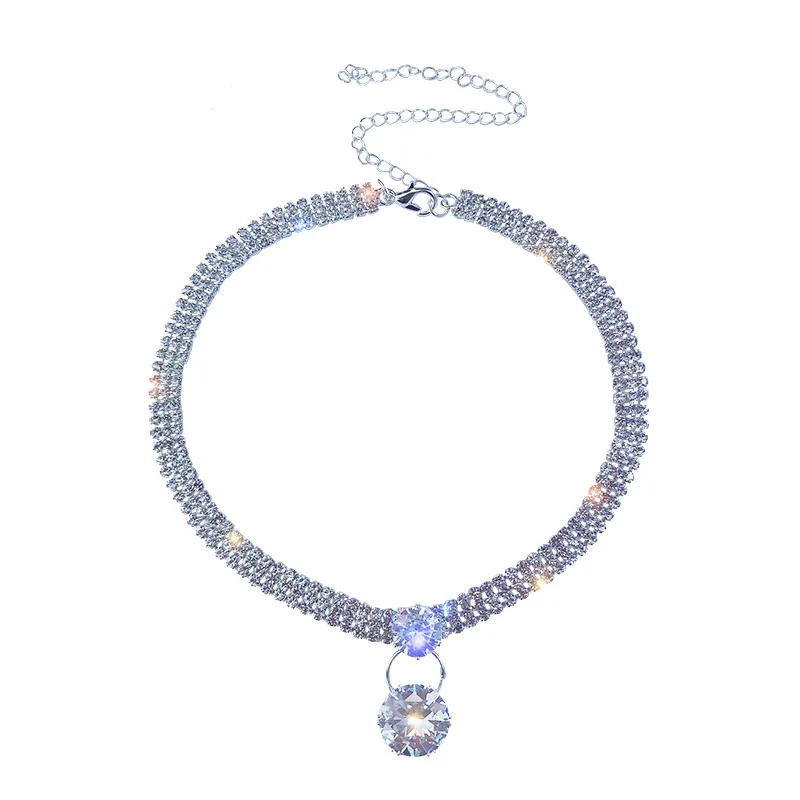 Choker Necklace Personality Neck Band Accessories Short Crystal Lady Necklace, Silver
Choker Necklace Personality Neck Band Accessories Short Crystal Lady Necklace, Silver