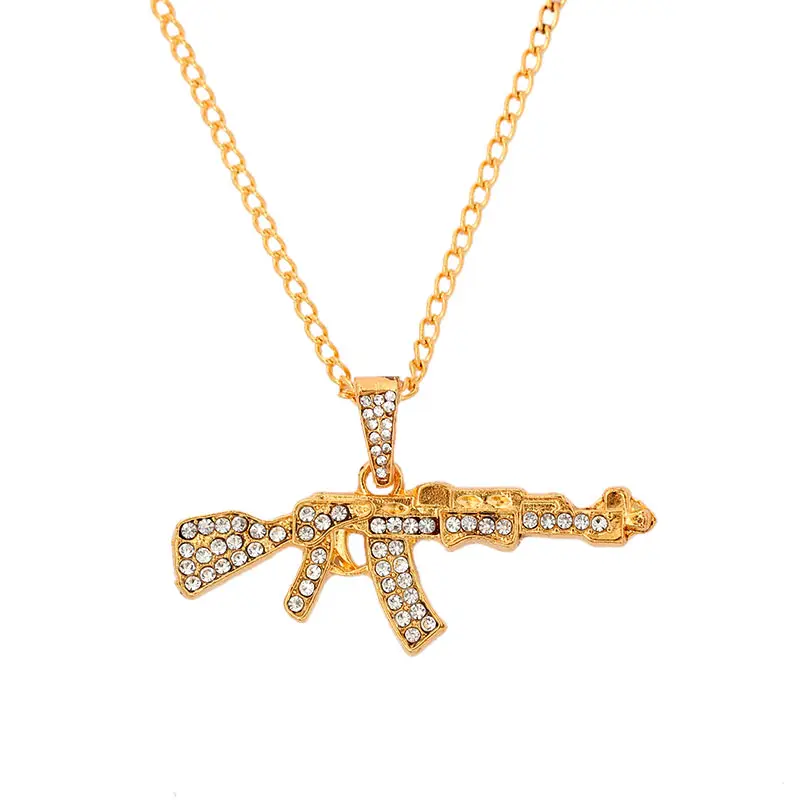High Quality Gun Pattern Chain Alloy Gold Plated Clavicle Necklace Hip Hop Crystal Jewelry Pendant Necklace, 2 colors
High Quality Gun Pattern Chain Alloy Gold Plated Clavicle Necklace Hip Hop Crystal Jewelry Pendant Necklace, 2 colors