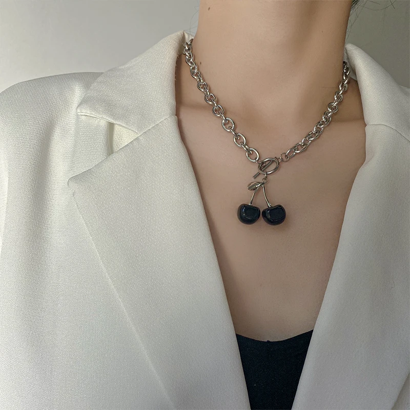 danyuan romance girls stainless steel chain black red cherry pendant necklace punk fruit pendant necklace for girl her gift, Picture
danyuan romance girls stainless steel chain black red cherry pendant necklace punk fruit pendant necklace for girl her gift, Picture