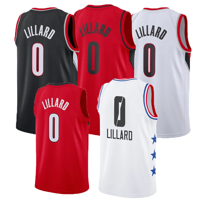 

Men's Portland Trail Blazers Damian Lillard Basketball Embroidered #0 Men's Damian Lillard Red Basketball Jersey/ Uniform