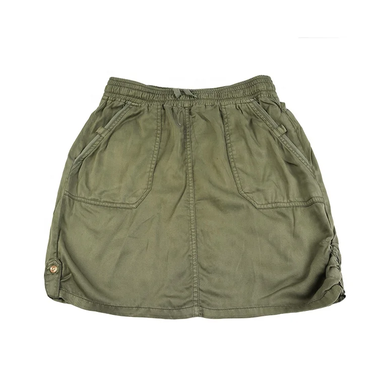 Outdoor wear 100% lyocell plain dyed army green women casual high waist short skirt with pockets
Outdoor wear 100% lyocell plain dyed army green women casual high waist short skirt with pockets