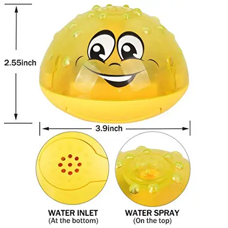 2 in 1 Squirt Spray Water Toy LED Light up Float Toys Automatic Induction Sprinkler Space UFO Car Toys for Baby Toddler
