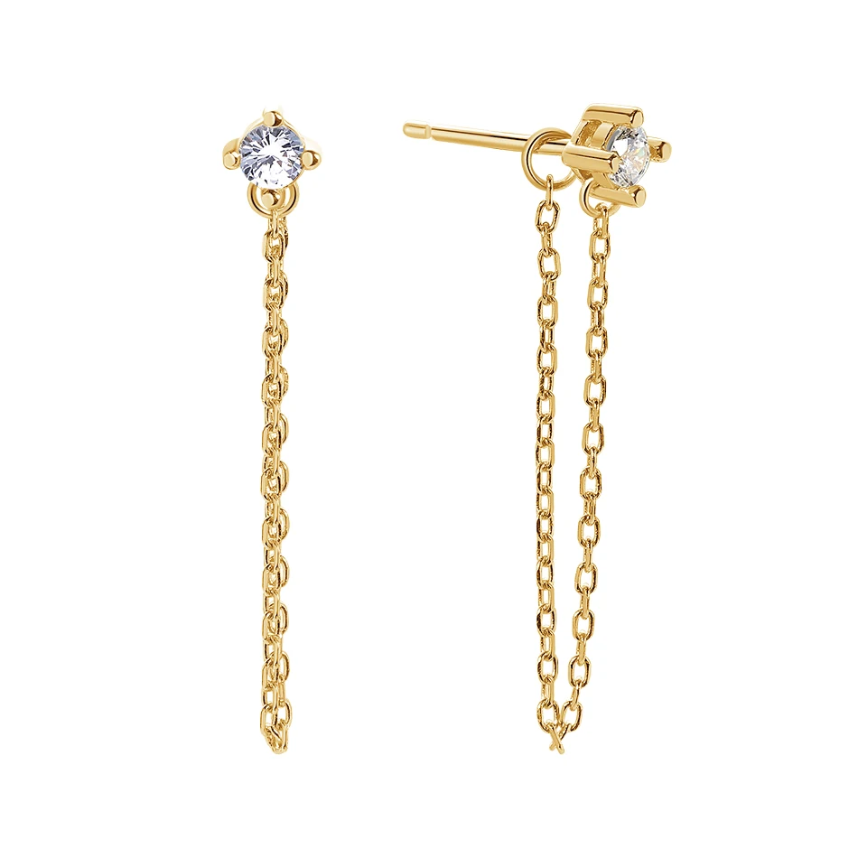 Minimalist Jewelry 18k Gold Plated Earrings Wholesale 925 Sterling SilverCrystal Long Chain Stud Earrings
Minimalist Jewelry 18k Gold Plated Earrings Wholesale 925 Sterling SilverCrystal Long Chain Stud Earrings