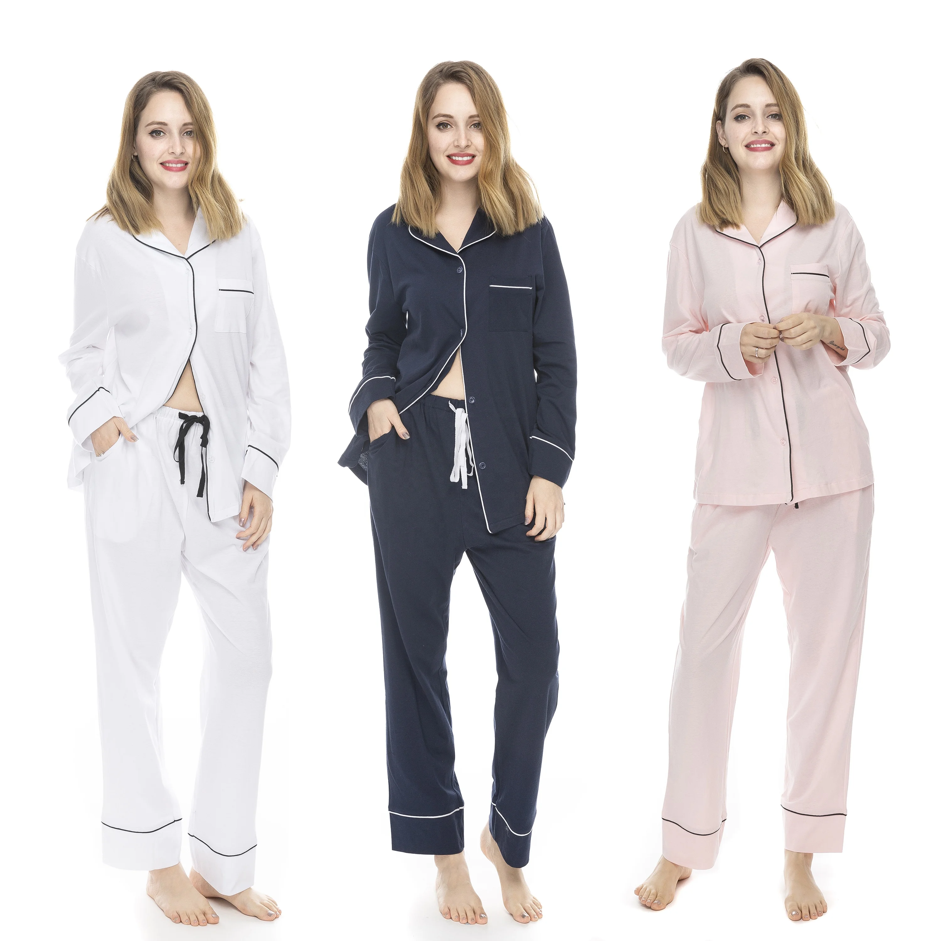 Wholesale Women 100% cotton Knitting Pajamas Long Sleeves and Full Pants Pajamas Pijamas Pyjama Sleepwear set Suit, 3 colors
Wholesale Women 100% cotton Knitting Pajamas Long Sleeves and Full Pants Pajamas Pijamas Pyjama Sleepwear set Suit, 3 colors