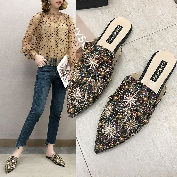 Fashion Slippers Women's Sandals Casual Flat Shoes 2021 Fashion Pointed Rivets Flats Shoes Ladies, Different colors and support to customized
Fashion Slippers Women's Sandals Casual Flat Shoes 2021 Fashion Pointed Rivets Flats Shoes Ladies, Different colors and support to customized