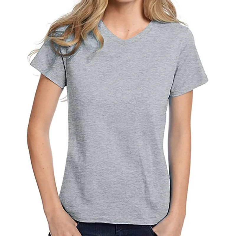 Relaxed Fit Women's Comfortable Soft V-Neck Fitness Clothing T Shirts For Training Running Plain Grey T Shirt, Customized colors
Relaxed Fit Women's Comfortable Soft V-Neck Fitness Clothing T Shirts For Training Running Plain Grey T Shirt, Customized colors