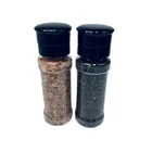 plastic spice shaker ceramic mill refillable salt and pepper grinder set