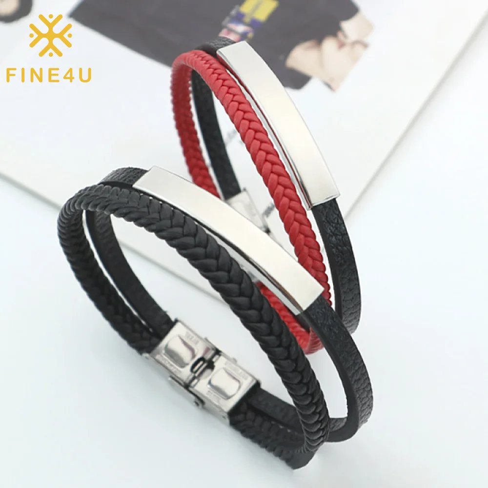 Custom Male Accessories Blank Clasp Multi Layer Braided Stainless Steel Leather Bracelet For Men
Custom Male Accessories Blank Clasp Multi Layer Braided Stainless Steel Leather Bracelet For Men