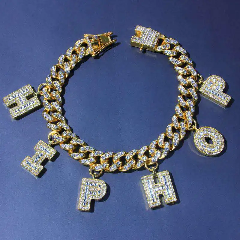 New Fashion Hip-hop sexy 26 Letter initial Dir Custom Bracelet Jewelry Cuban Rhinestone Bracelets Anklet Necklace
New Fashion Hip-hop sexy 26 Letter initial Dir Custom Bracelet Jewelry Cuban Rhinestone Bracelets Anklet Necklace