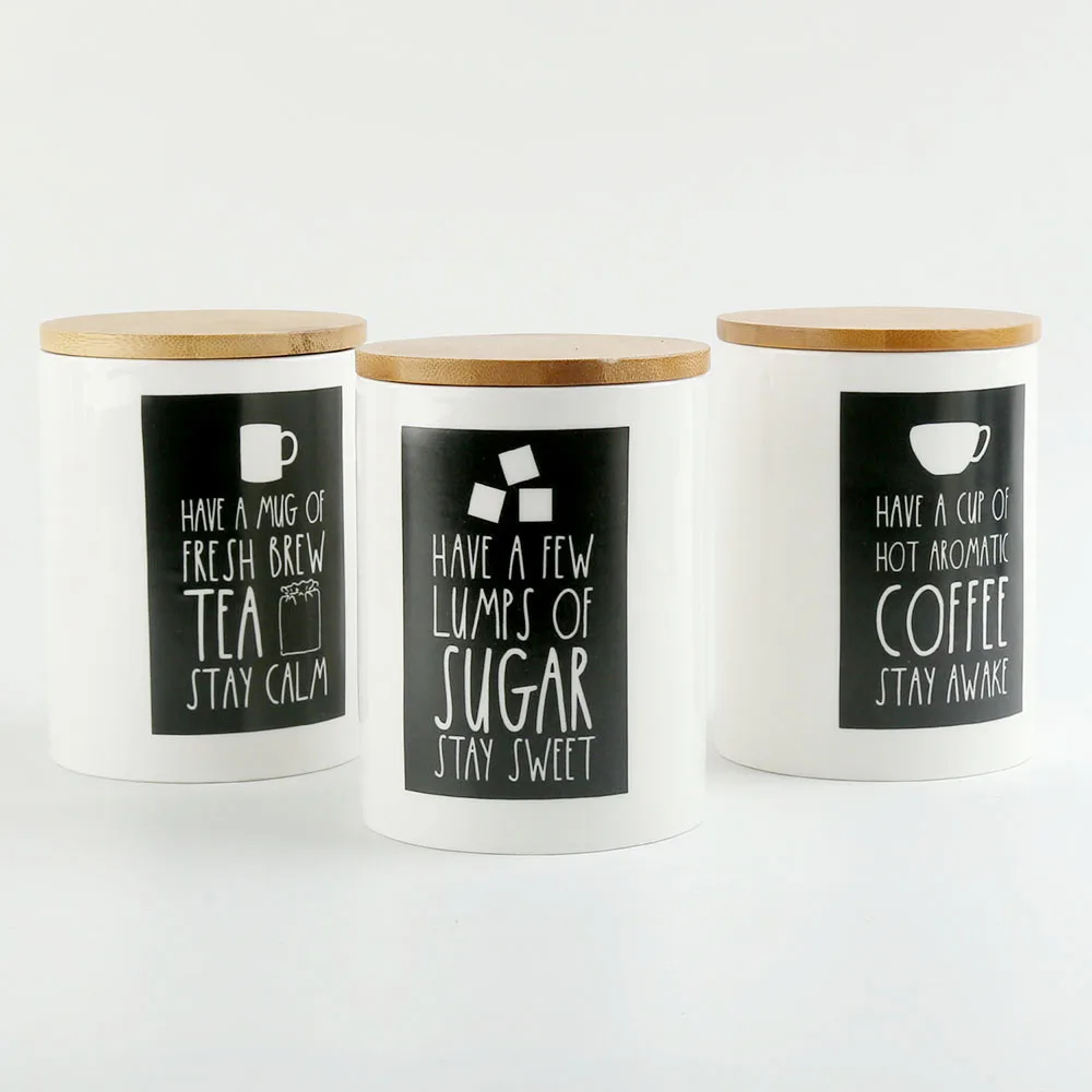 Custom Design Ceramic Porcelain Coffee Tea Sugar Canisters Jars With Bamboo Lid Sets 3
Custom Design Ceramic Porcelain Coffee Tea Sugar Canisters Jars With Bamboo Lid Sets 3