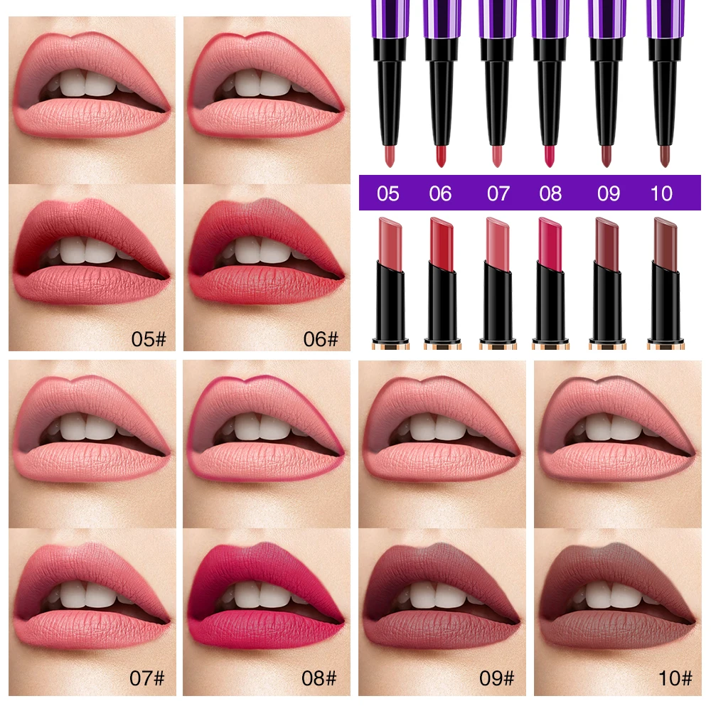 vibely 16color lip liner semi-matte double-headed lipstick