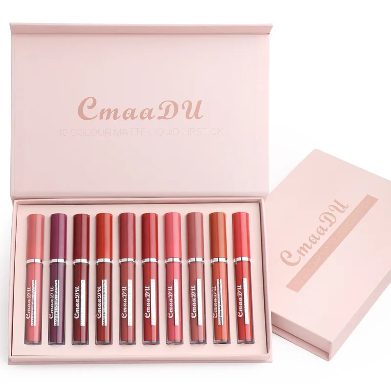 CmaaDU 10 colors matte liquid lipstick set long lasting waterproof lipgloss matte lip glaze lip cosmetics gift box, 10 colors/set
CmaaDU 10 colors matte liquid lipstick set long lasting waterproof lipgloss matte lip glaze lip cosmetics gift box, 10 colors/set