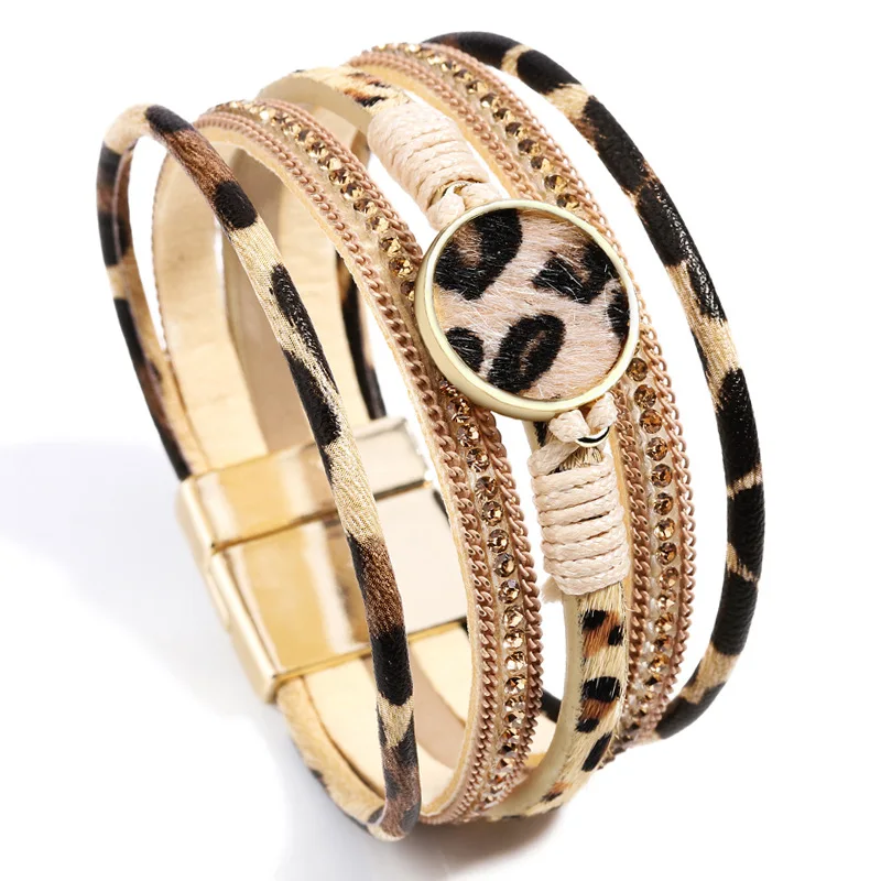 Amazon Popular Winter Jewelry Cheetah Animal Fur Bracelet Magnetic Buckle Multi Layer Crystal Leopard Print Leather Bracelet
Amazon Popular Winter Jewelry Cheetah Animal Fur Bracelet Magnetic Buckle Multi Layer Crystal Leopard Print Leather Bracelet