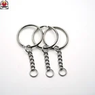 DIY Split Key Ring with Chain,Lystaii Nickel Plated Split Key Ring with Chain Silver Color Metal Split Keychain Ring Parts