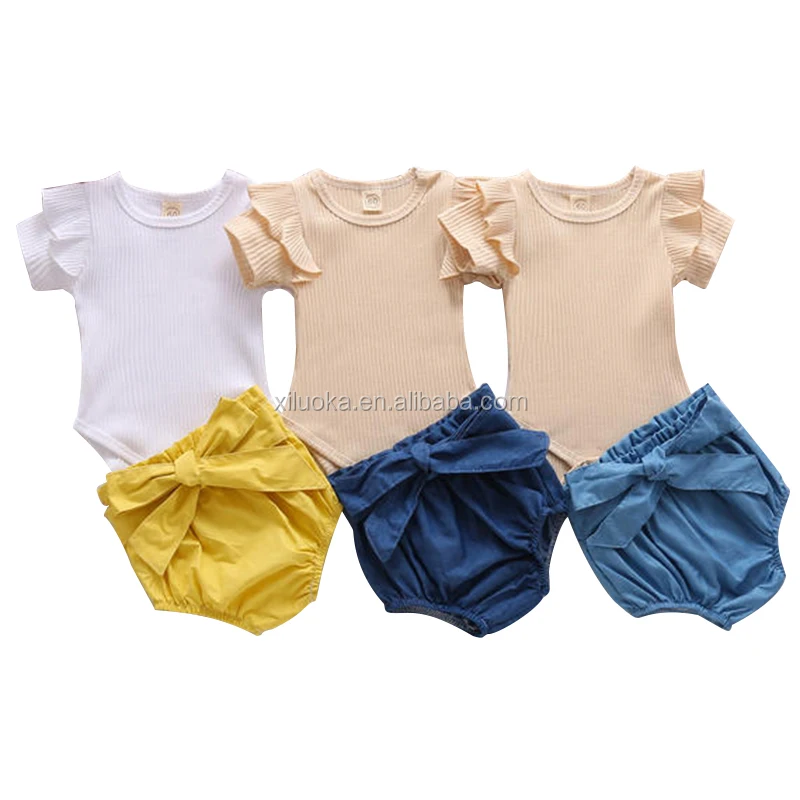 Summer Pure Color Sets Pit Striped Short-sleeved Shirt Waist Protection Denim Shorts Three-piece Baby Girl Suit, Picture
Summer Pure Color Sets Pit Striped Short-sleeved Shirt Waist Protection Denim Shorts Three-piece Baby Girl Suit, Picture