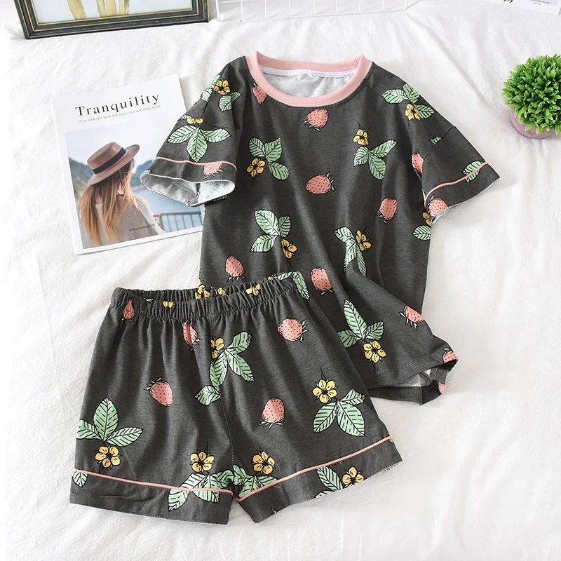 Wholesale Custom 2PCS Women 100% Cotton Pajamas Set Casual Shorts Short Sleeve Nightwear Print Cotton T-Shirt Sleepwear Set
Wholesale Custom 2PCS Women 100% Cotton Pajamas Set Casual Shorts Short Sleeve Nightwear Print Cotton T-Shirt Sleepwear Set