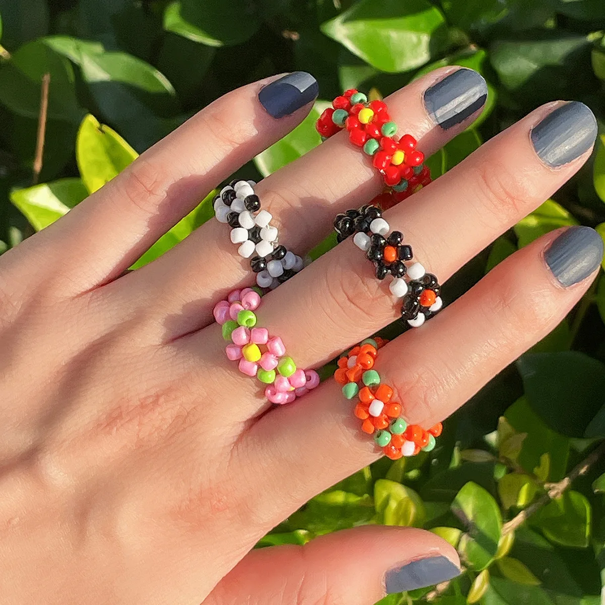 French Style Colorful Seed Beaded Flower Ring Bohemia Elastic Seed Beads Flower Ring For Holiday
French Style Colorful Seed Beaded Flower Ring Bohemia Elastic Seed Beads Flower Ring For Holiday