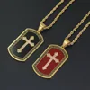 most popular high polished New Punk Geometric Square Cross black red Pendant Necklaces hip hop luxury pendant