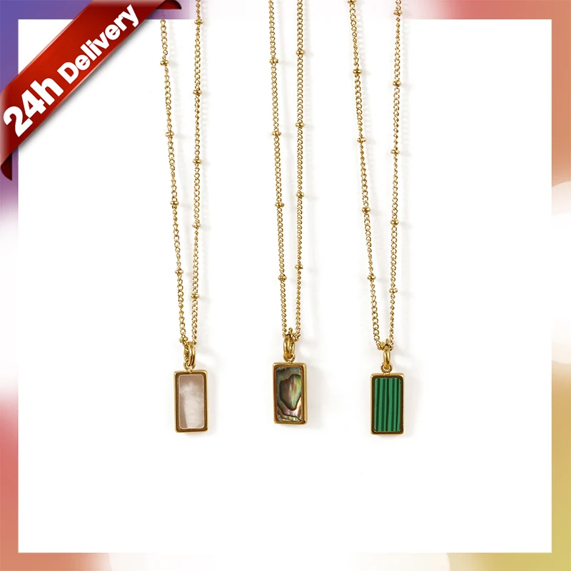 Dylm Necklace Sea Shell Stainless Steel Woman Gold Plated Long Chain 14K Dainty Vintage Square Malachite Pendant Necklaces
Dylm Necklace Sea Shell Stainless Steel Woman Gold Plated Long Chain 14K Dainty Vintage Square Malachite Pendant Necklaces