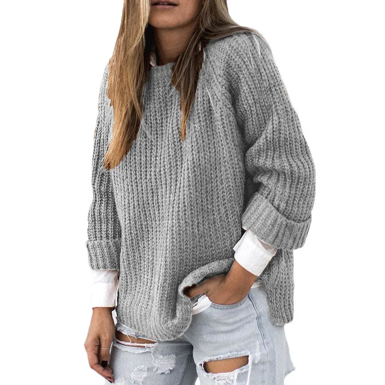 Wholesale Plus Size Pullover Rolled Long Sleeve Loose Knit Cotton Soft Oversize Women Sweater, Color customized
Wholesale Plus Size Pullover Rolled Long Sleeve Loose Knit Cotton Soft Oversize Women Sweater, Color customized
