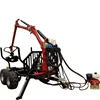 farm tractor ATV log trailer with crane log loading machine