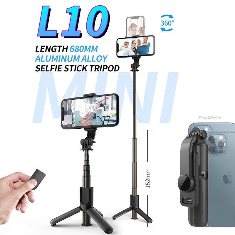 L10 mini portable selfie stick with tripod monopod for iPhone 12 Pro Max for Huawei Xiaomi PTZ smartphone, Black
L10 mini portable selfie stick with tripod monopod for iPhone 12 Pro Max for Huawei Xiaomi PTZ smartphone, Black